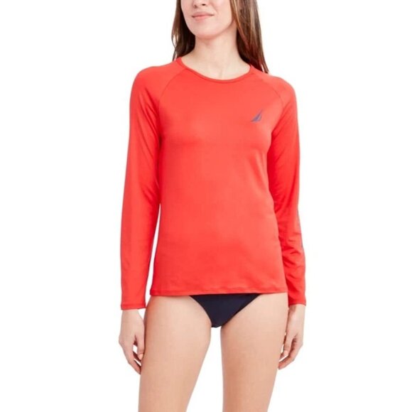Nautica Womens Size XL Red Rashguard Swim Surf Quick Dry UPF Protection NEW - Picture 1 of 2